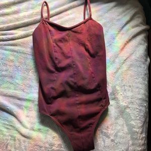 Mirella Maroon Cotton/spandex Camisole Leotard